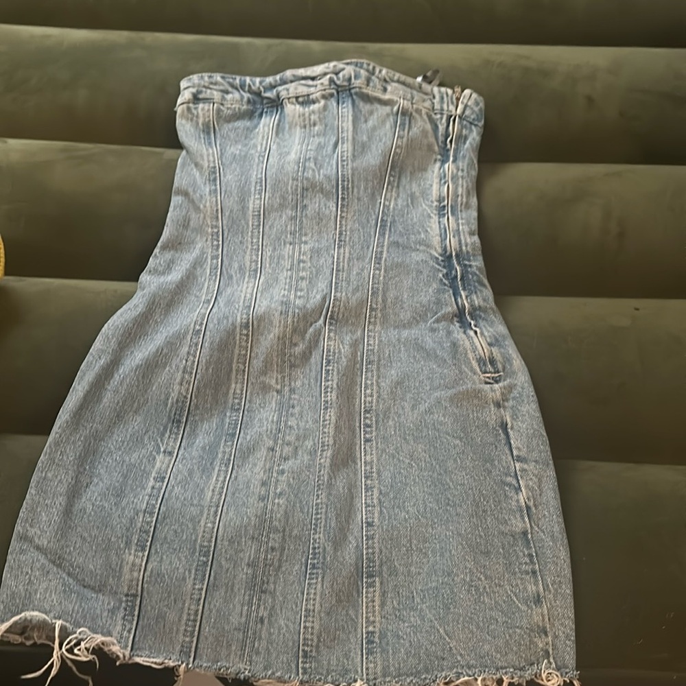 zara corset denim dress